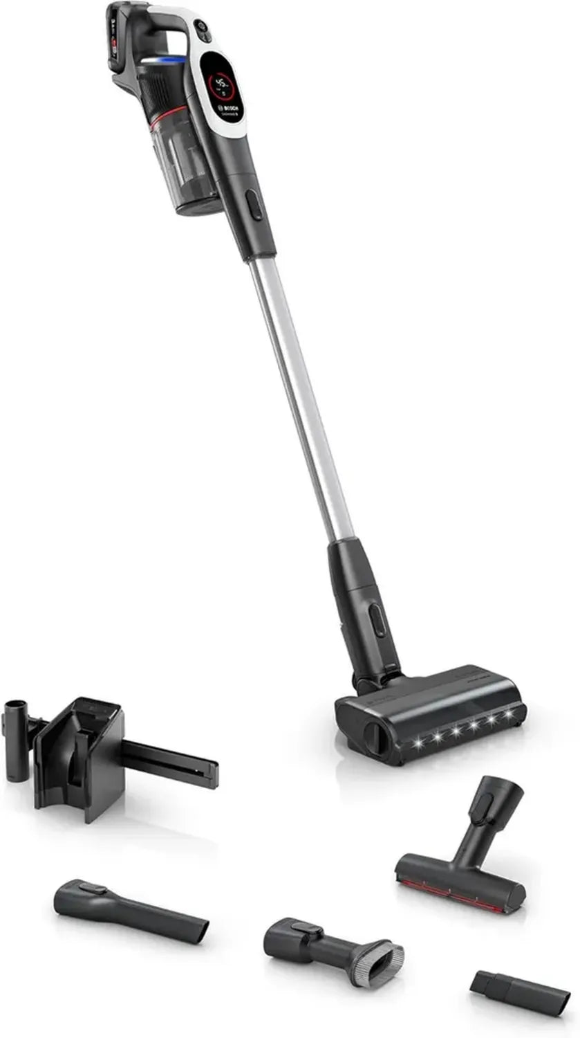 Bosch Kabelloser Akku-Staubsauger Unlimited 9, MicroClean, LED-Licht, HEPA-Filter, Austauschbarer Akku, Weiß