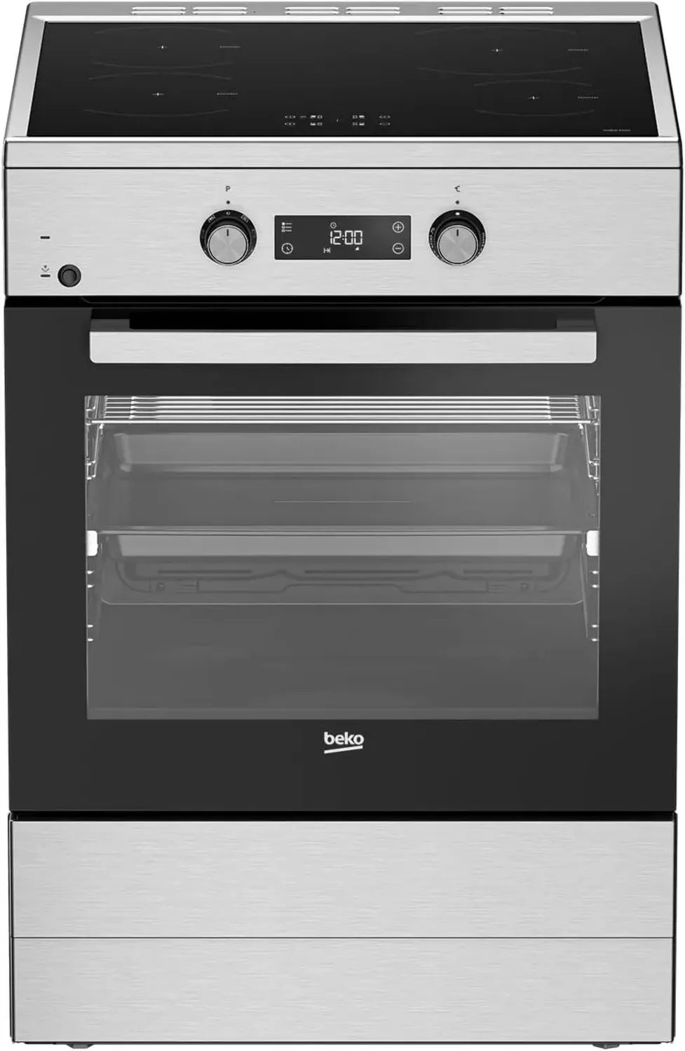 Beko Standherd mit Induktionsfeld, 72L Ofen, 8 Funktionen, Dampffunktion, Teleskopauszug