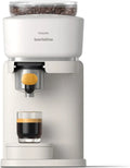 Philips Baristina Espressomaschine - Echter Espresso, leicht gemacht. Kompakte Kaffeemaschine, Naturweiß mit mangogelbem Siebträger, 16-Bar-Druck, automatisches Mahlwerk, Café Crema (BAR300/03)