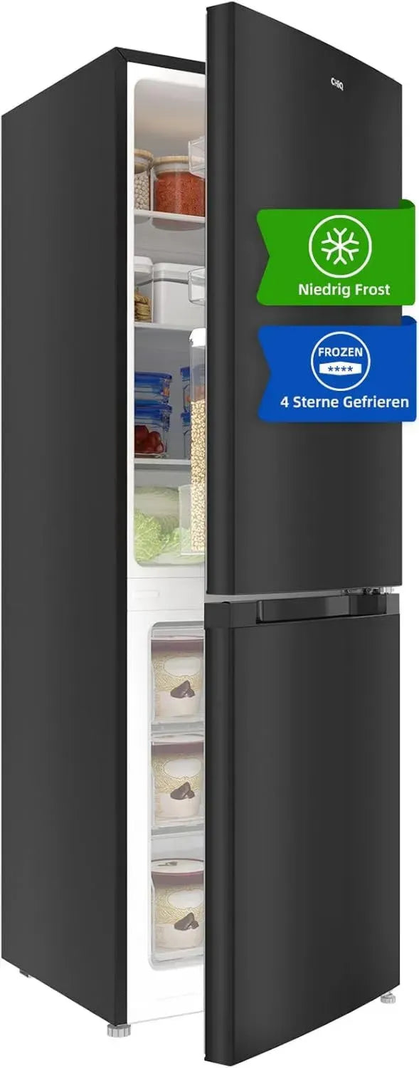 CHIQ 157L Kühl-Gefrierkombination, leise, Low-Frost, 144 cm Höhe, 47 cm Breite, 109L Kühlteil, 48L Gefrierteil, ideal für Wohnungen