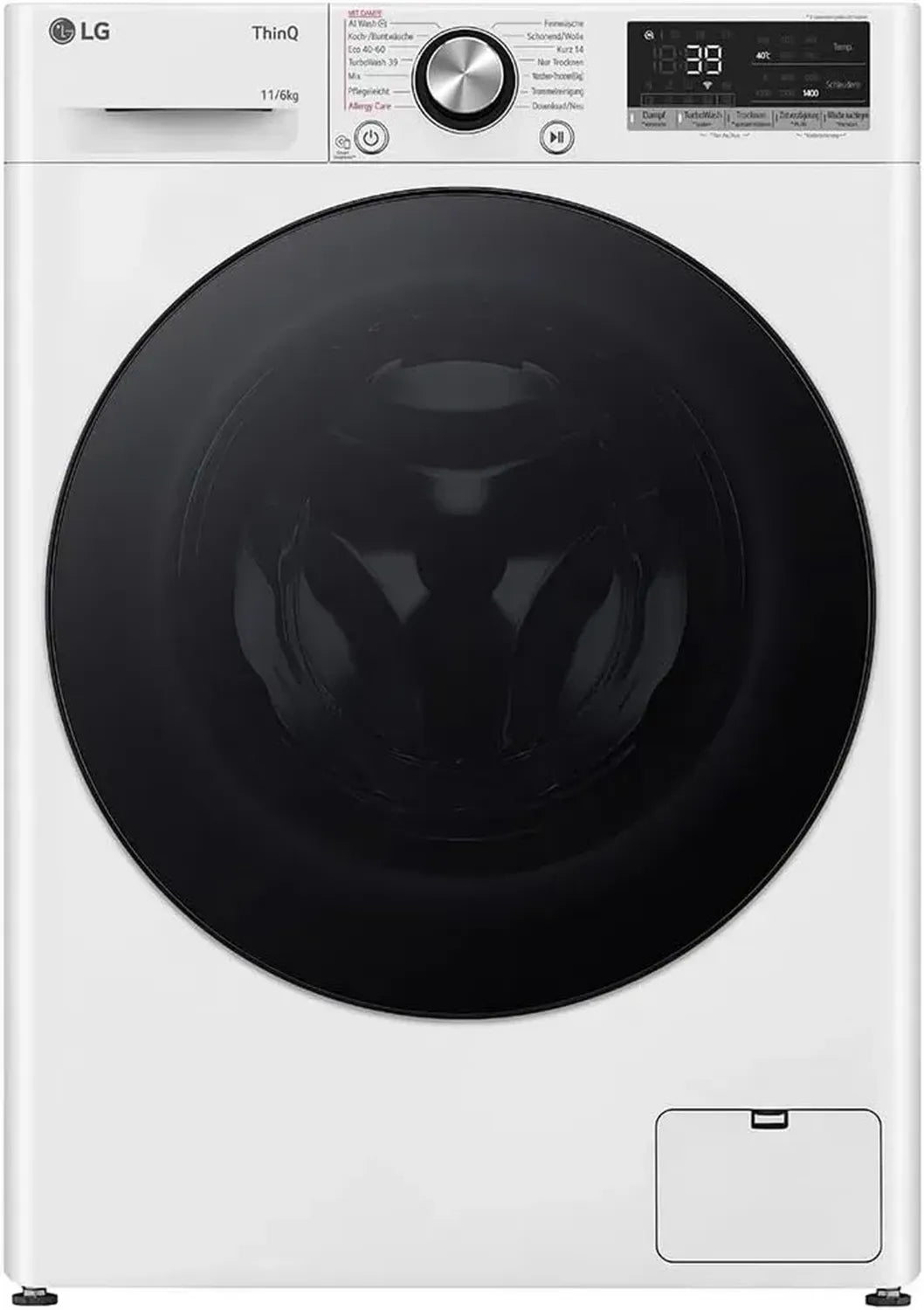 LG Frontlader-Waschtrockner 11-6 kg, Energieklasse A/D, Wi-Fi, AI Direct Drive, Dampf-Tiefenreinigung, TurboWash 360, gehärtetes Glas, Weiß