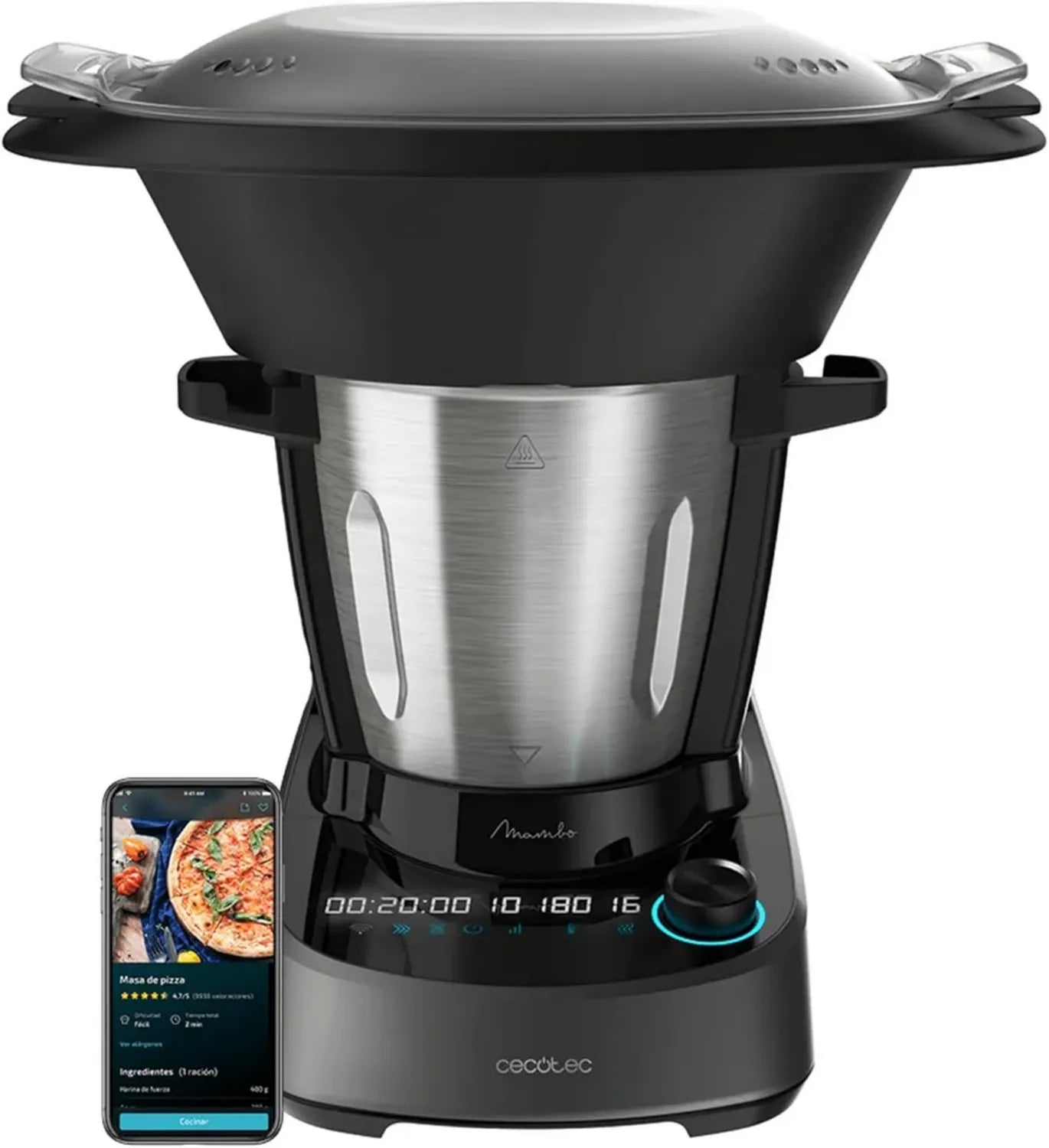 Cecotec Mambo 11090 Küchenmaschine, 1600W, 37 Funktionen, App-Steuerung, Edelstahl, 3,3L, inklusive Rezeptbuch