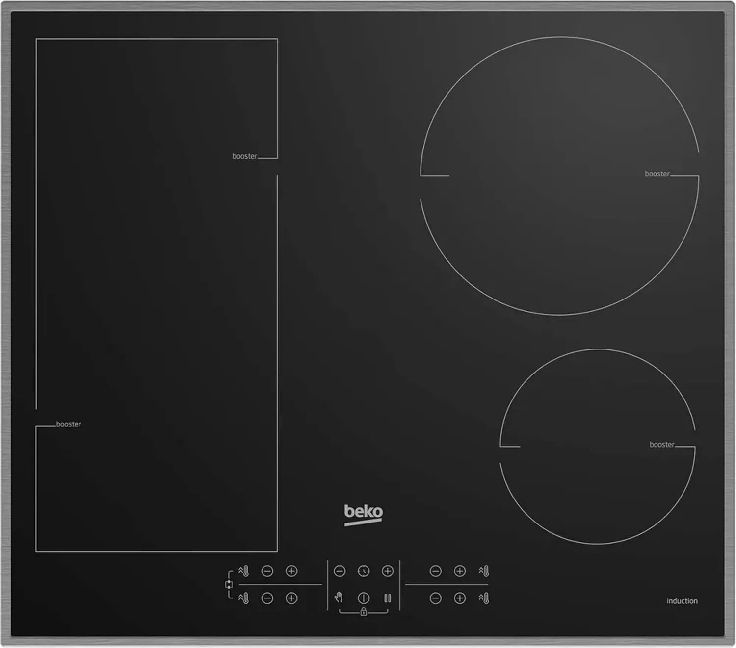 Beko Induktionskochfeld HII 64200 FMTX mit flexibler Heizfläche, schwarz, 58 x 51 cm